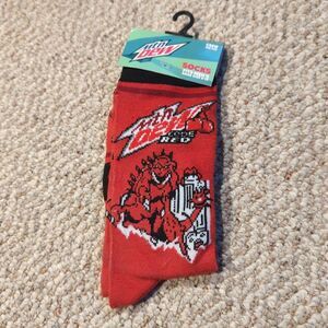 Mountain Dew Code Red Novelty Funny Crew Socks Mens Size 6-12
